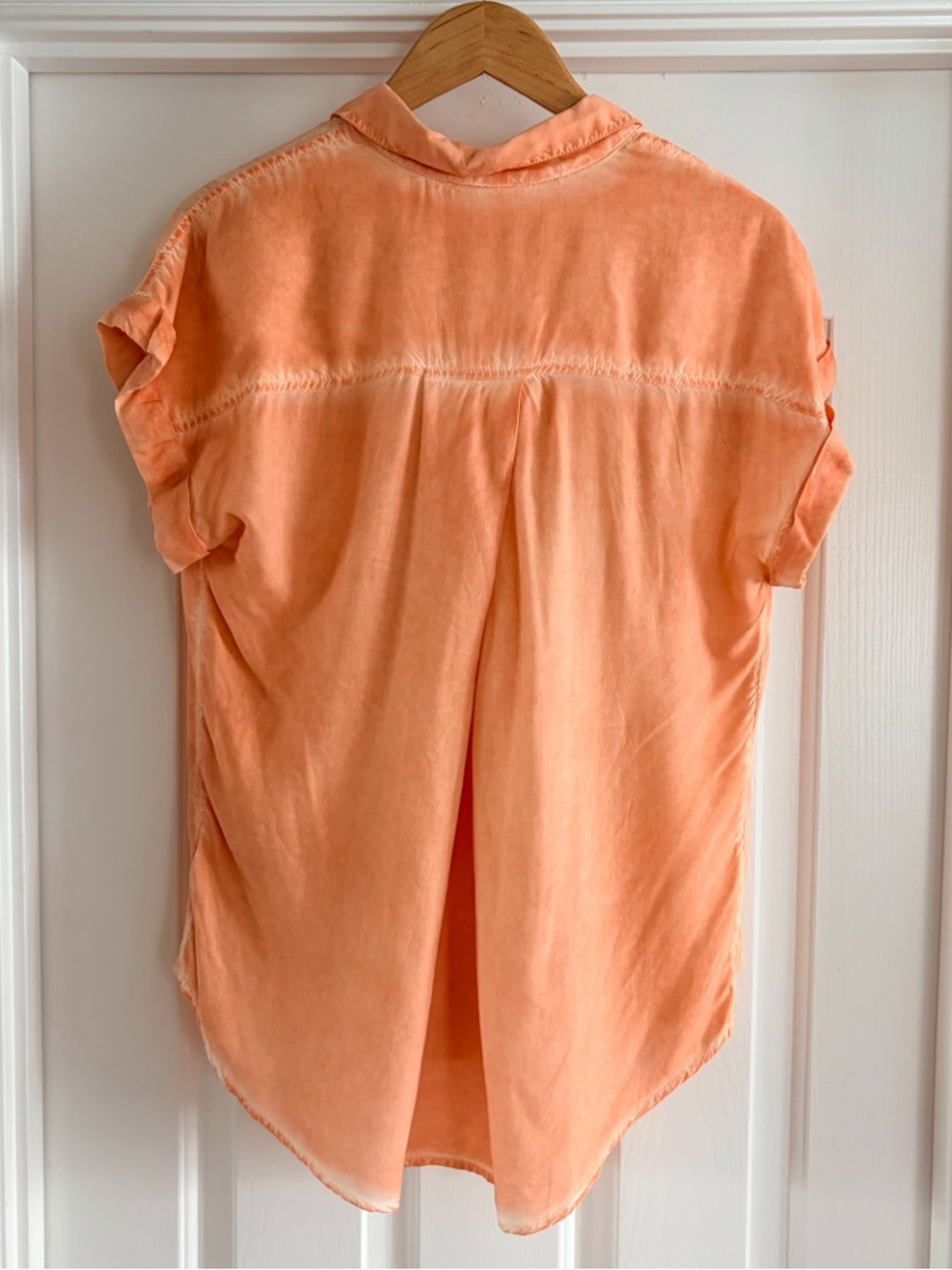 BLL New York Peach Acid Wash Viscose Button Down Top Small - Picture 4 of 8